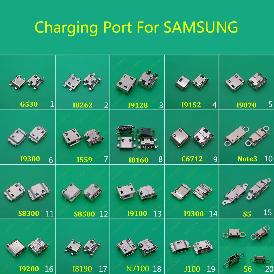 20 моделей для Samsung G920 I9200 I9300 S5 note3 N7100 S7562 S8300 j1 j100 порт зарядки телефона Micro USB разъем