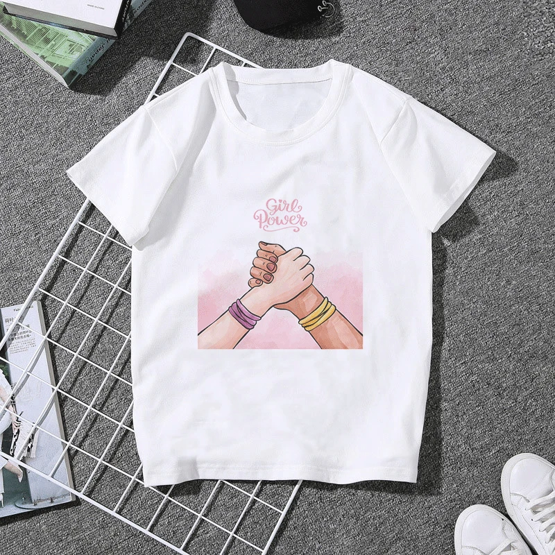 Феминистки Harajuku женские футболки феминизм grl PWR Ullzang футболка Девушка Мощность 90 s футболка с изображением гранж эстетику футболки Для женщин топы - Цвет: 2372