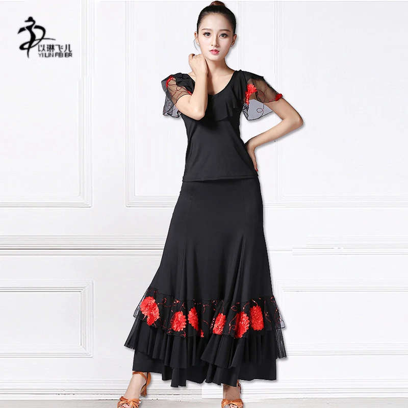 Модная женская юбка с блестками Танго вальс Современная Танцевальная бальная и