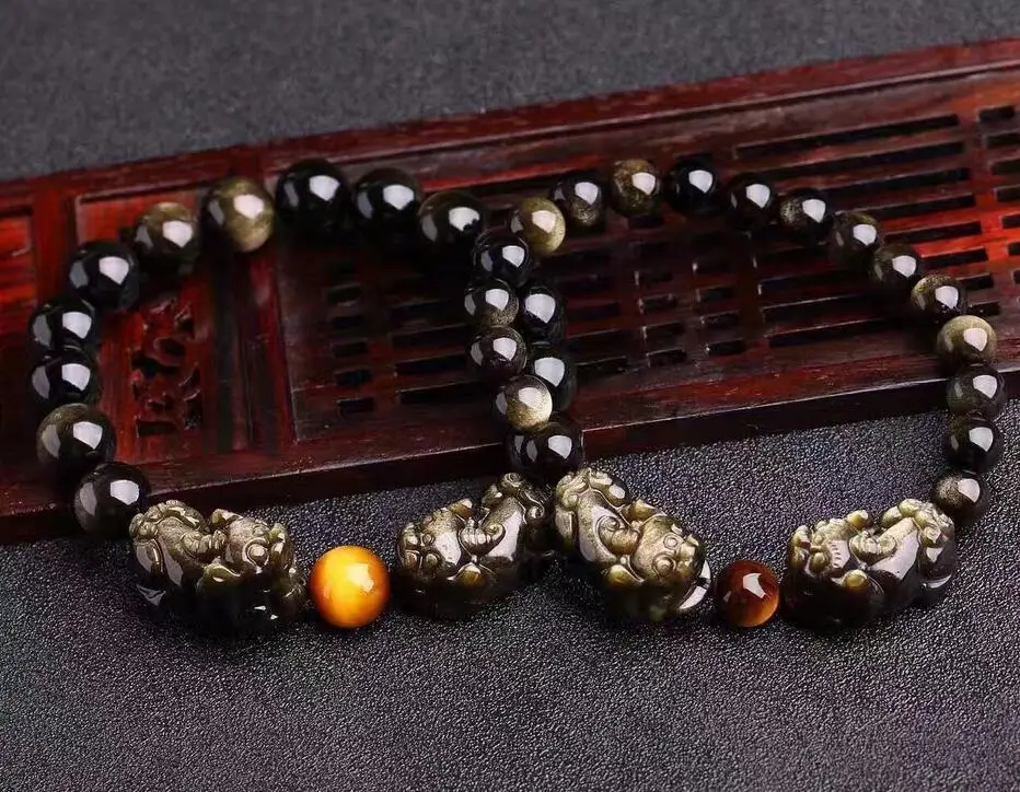 Wholesale price Natural golden obsidian Bracelet Pi Xiu Dragon Beads Powerful | Украшения и аксессуары