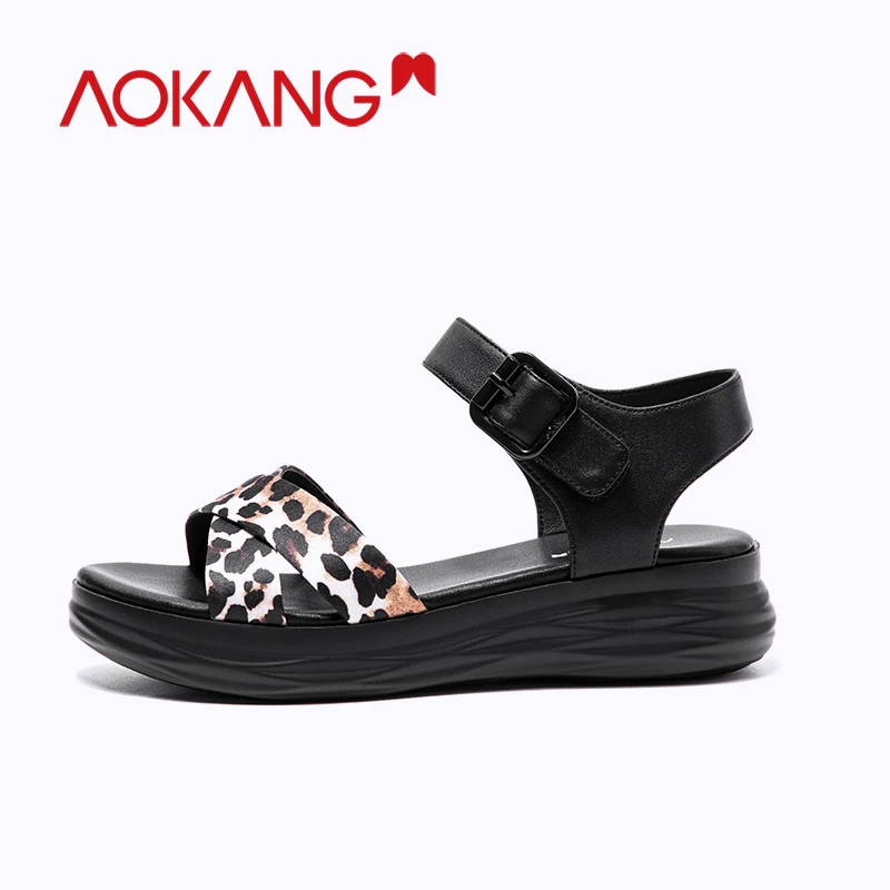 AOKANG/женские босоножки на танкетке летние туфли высоком каблуке женские