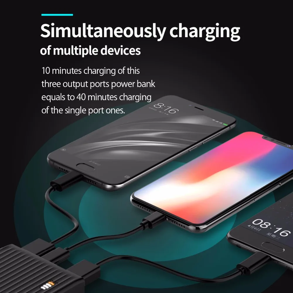 ORICO QC3.0 внешний аккумулятор 20000 мАч BC1.2 Type-C Двусторонняя Быстрая зарядка 18 Вт