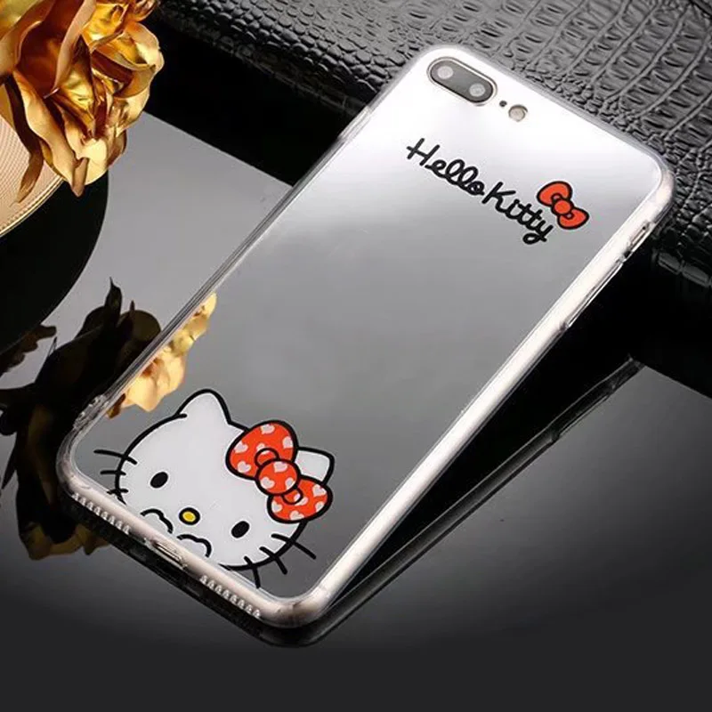Для iPhone 6S 6 Plus 5S SE зеркальный рисунок Hello kitty Мягкий чехол-накладка для iPhone XR X XS Max 6 7 8 Plus чехол Coque Fundas
