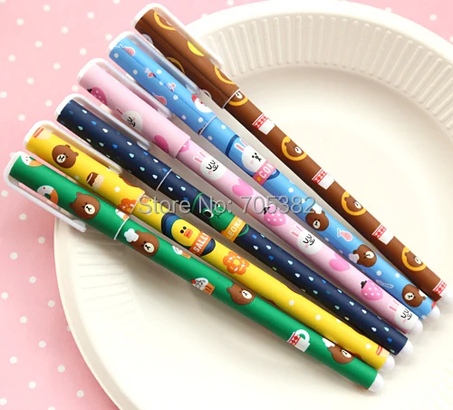 6 шт./лот гелевая ручка с черными чернилами новая кавайная шариковая рисунком illust