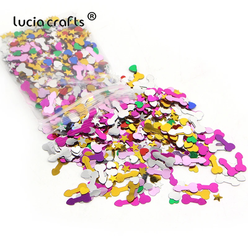 Распродажа! Lucia crafts 15 г/лот 5-15 мм пластиковые сердца пятизвездные ФОРМЫ конфетти DIY Bachelor вечерние принадлежности для украшения стола CH1216