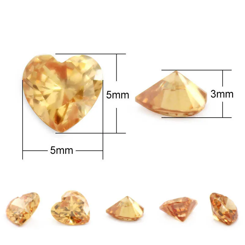 12 шт./партия подвески в форме сердца с фианитами