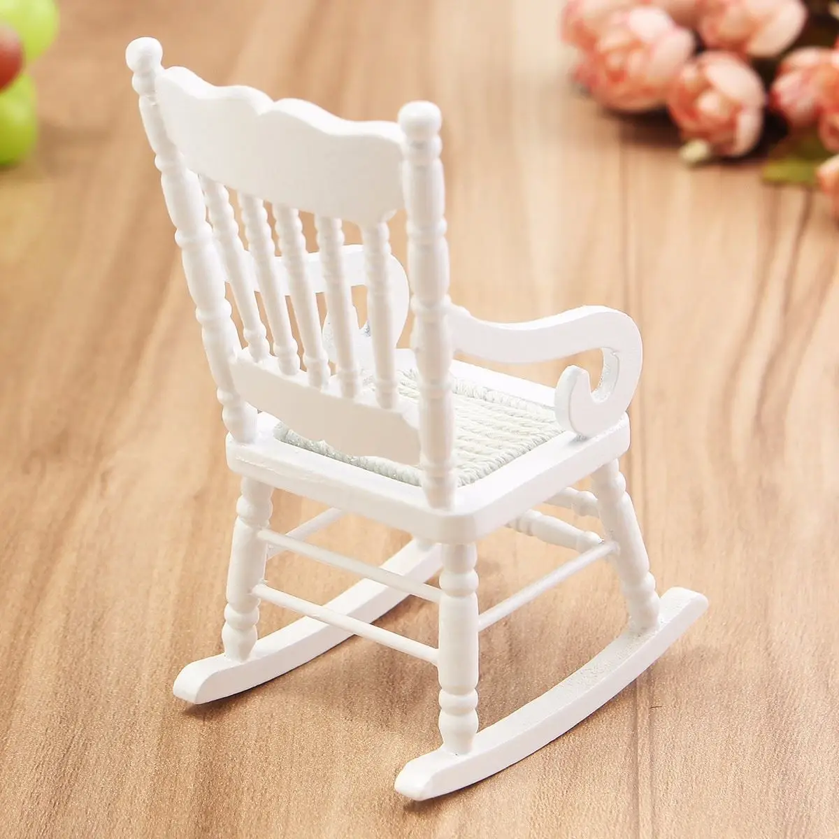 Новый 1:12 кукольный домик миниатюрная мебель белый деревянный кресло качалка