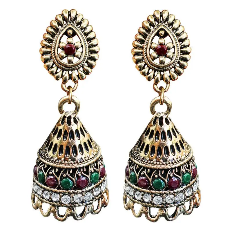 Позолоченные индийские уникальные этнические болливудские серьги Jhumka ювелирные