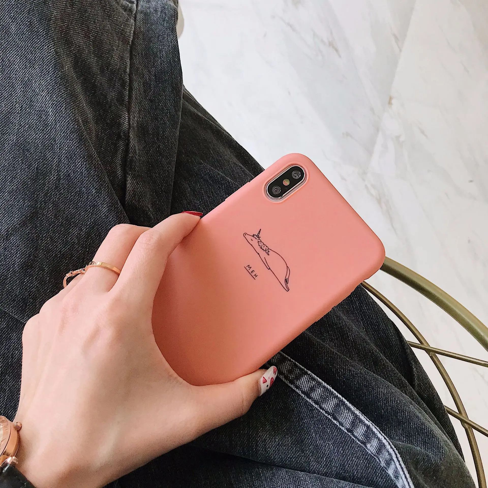 Милый простой ручной росписью животных Единорог свинья чехол для iPhone X XR XS Max 6 S 7 8