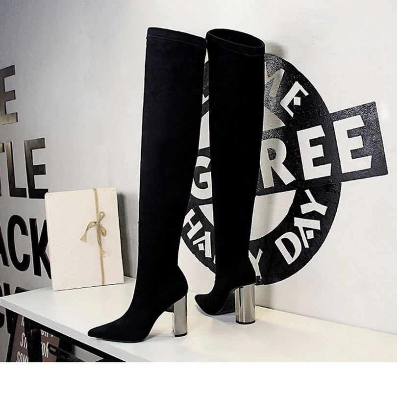 Женские черные ботфорты на молнии длинные сапоги без шнуровки модные теплые