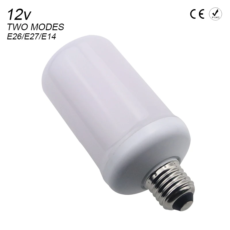 E27 12 V Светодиодный светильник лампочка с эффектом пламени E26 Светодиодная лампа