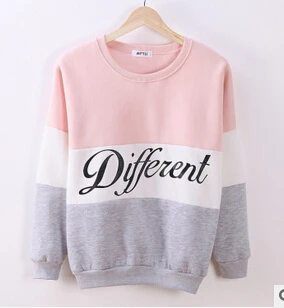 2015 осень и зима женщины fleeve толстовки печатными буквами различных женщин