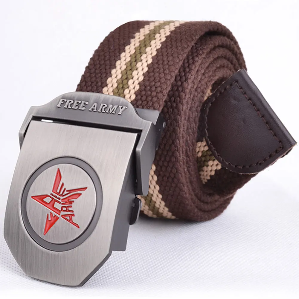 Ремень мужской с автоматической пряжкой Модный брезентовый пояс в стиле