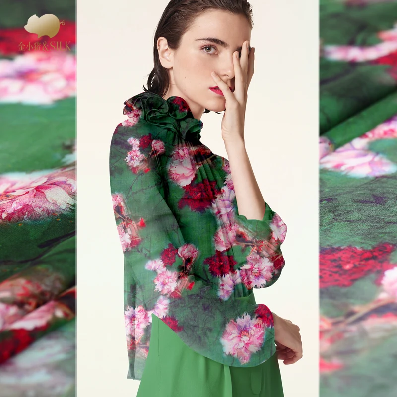 Цифровая Струйная шелковая жоржеттная ткань летняя тонкая китайская прозрачный