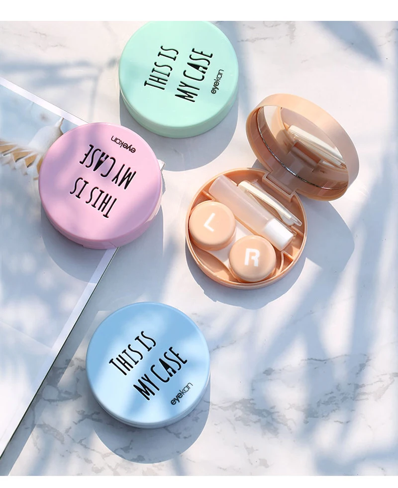 Macaron цветной чехол с принтом в виде букв, чехол для контактных линз с зеркалом, красивый кейс для контактных линз, контейнер, дорожный набор, коробка для хранения
