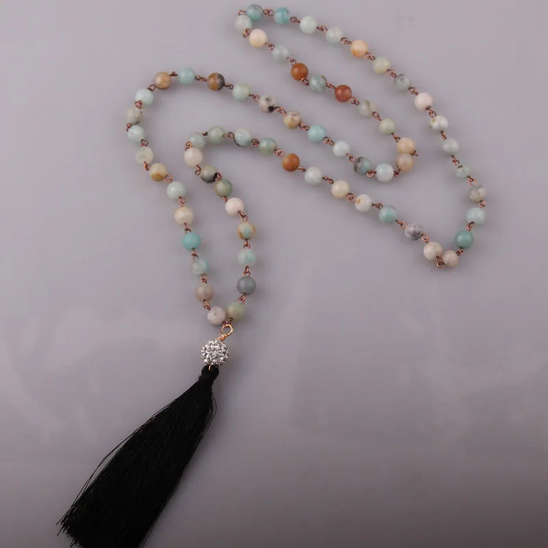 Бесплатная доставка сине зеленый камни амазонита цепочка из розака длинное