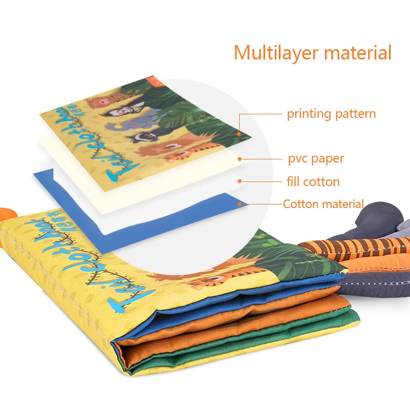 Детские 3D хвосты животных мультяшная книга из ткани для детей развивающая