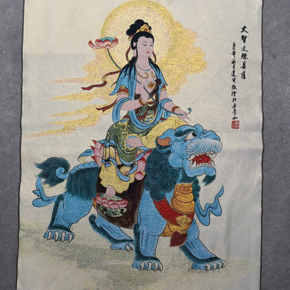 Китай Старый тибетский шелк Thangka как вешается на стену fengshui Bodhisattva