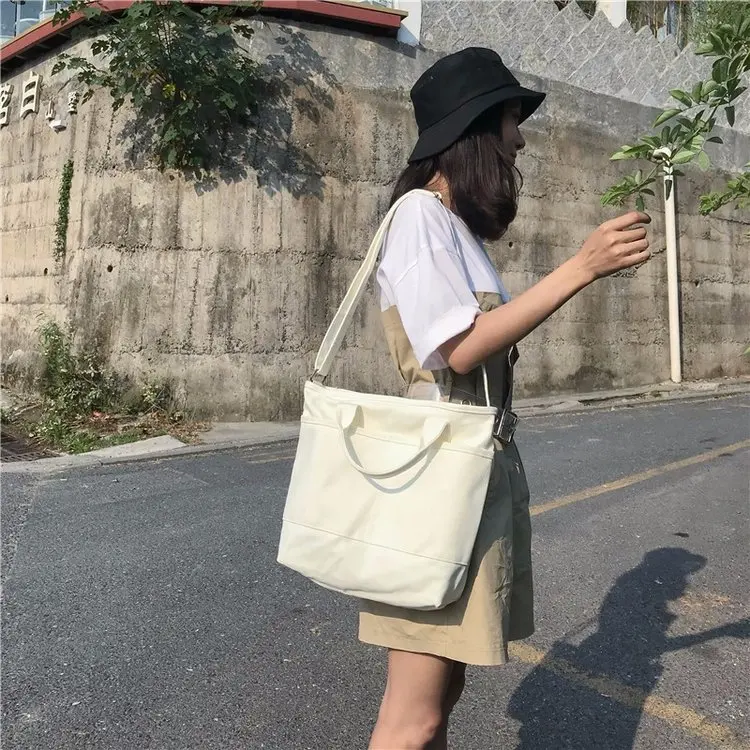 Женская холщовая ручная сумка Большая вместительная мессенджер для девушек