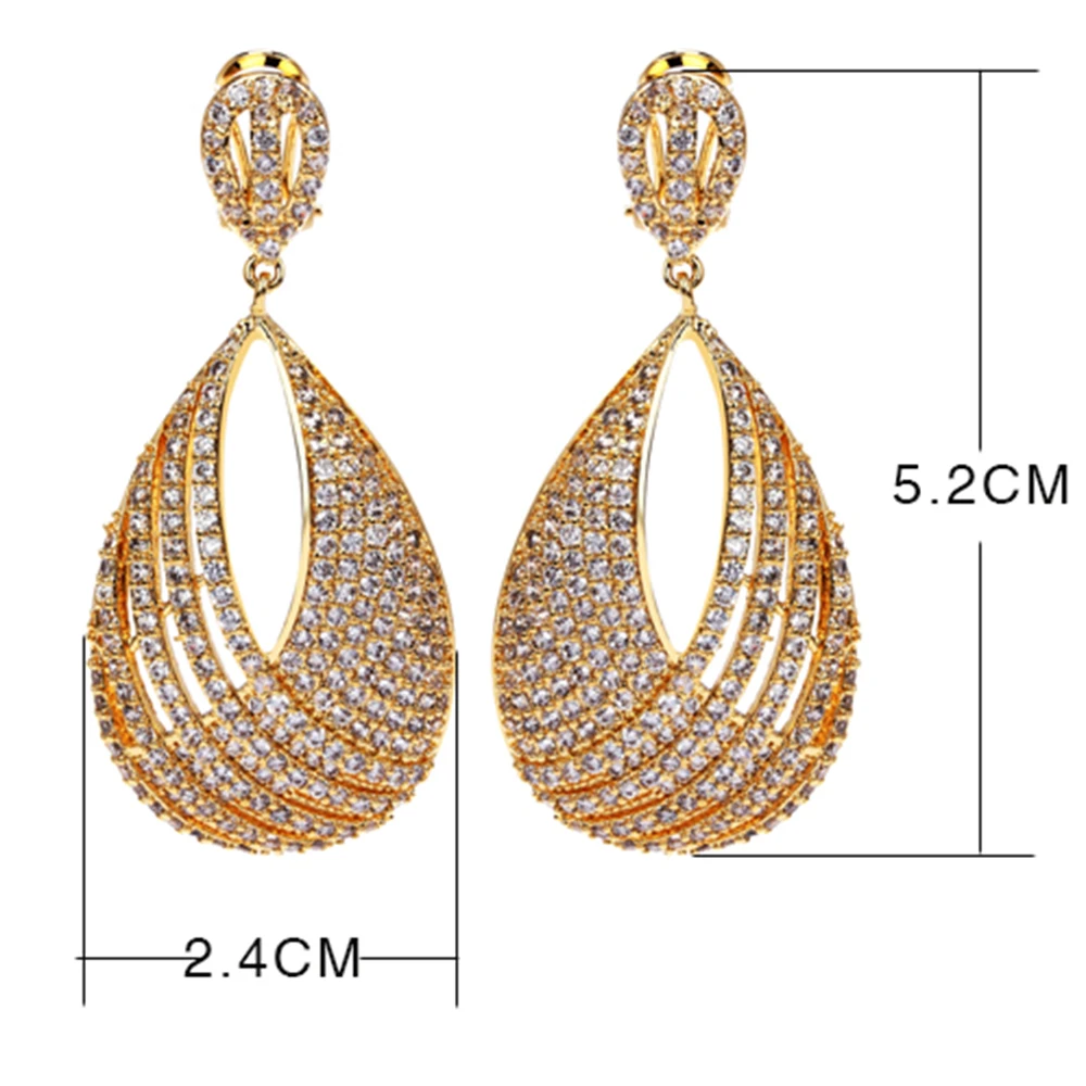 

Trendy jewelry High quality Drop earrings Bridal Luxury aretes de mujer bijuteria feminina with AAA cubic zirconia big earring