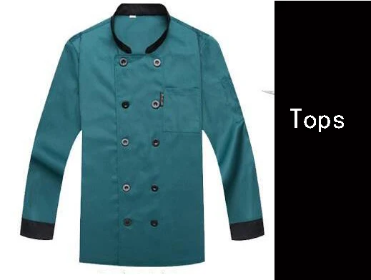 just tops green Новая куртка шеф-повара гостиницы, ресторана рабочая одежда двубортная Мужская кухня шеф-повара Униформа повара одежда еда услуги пальто 89 - Цвет: just tops green