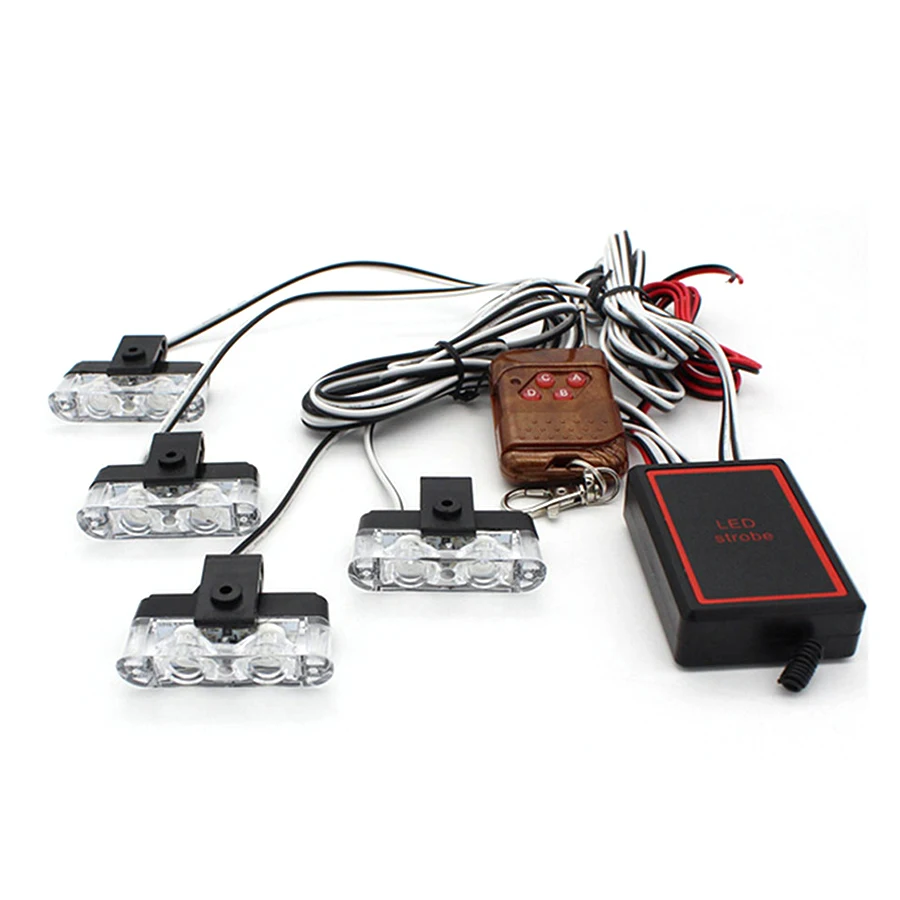 

4 IN 1 /set DC 12V LED Wireless Remote Warning light Blue and Red Car Truck Flashing Firemen Strobe Lights
