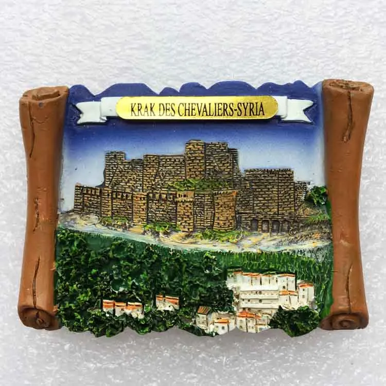 Middle East Historical Town Malula, Syria Tourist Souvenir Three-dimensional landscape Magnetic stickers Refrigerator - Цвет: Цвет: желтый