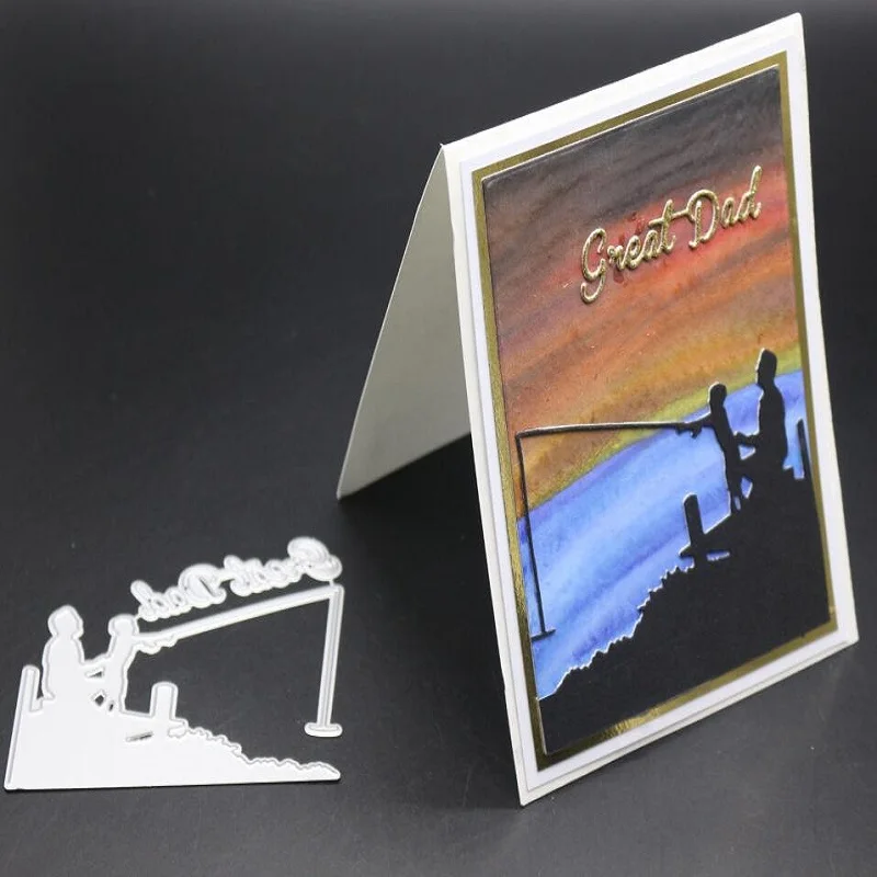 dad Son Fishing Dies Scrapbooking Metal Cutting New 2019 Craft Die Cut Card Making for albulm photo embossing metal dies | Дом и сад