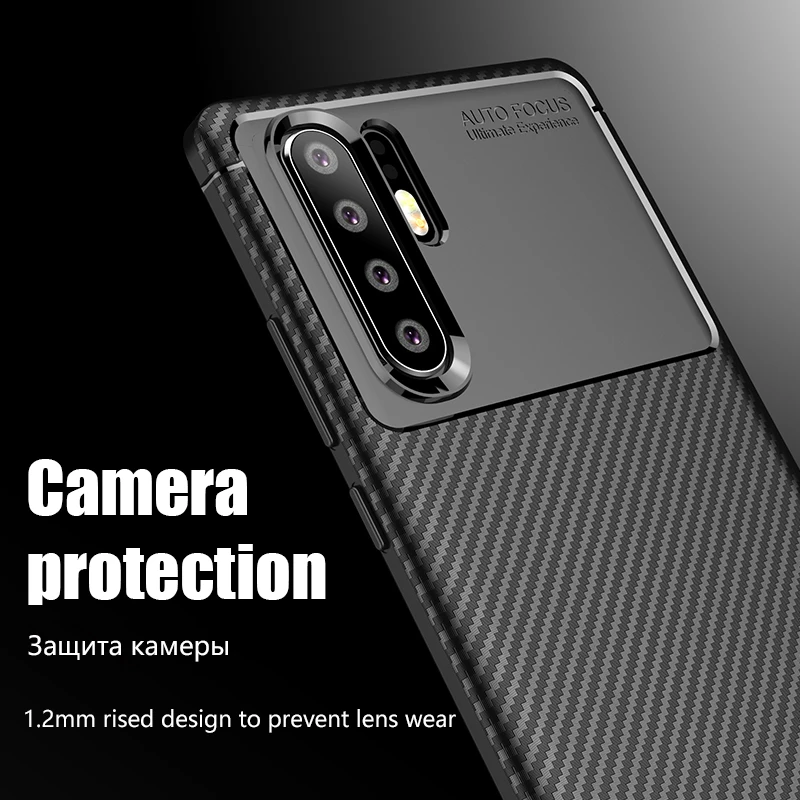Для huawei P30 Pro Чехол из углеродного волокна ударопрочный Задняя накладка чехла ТПУ