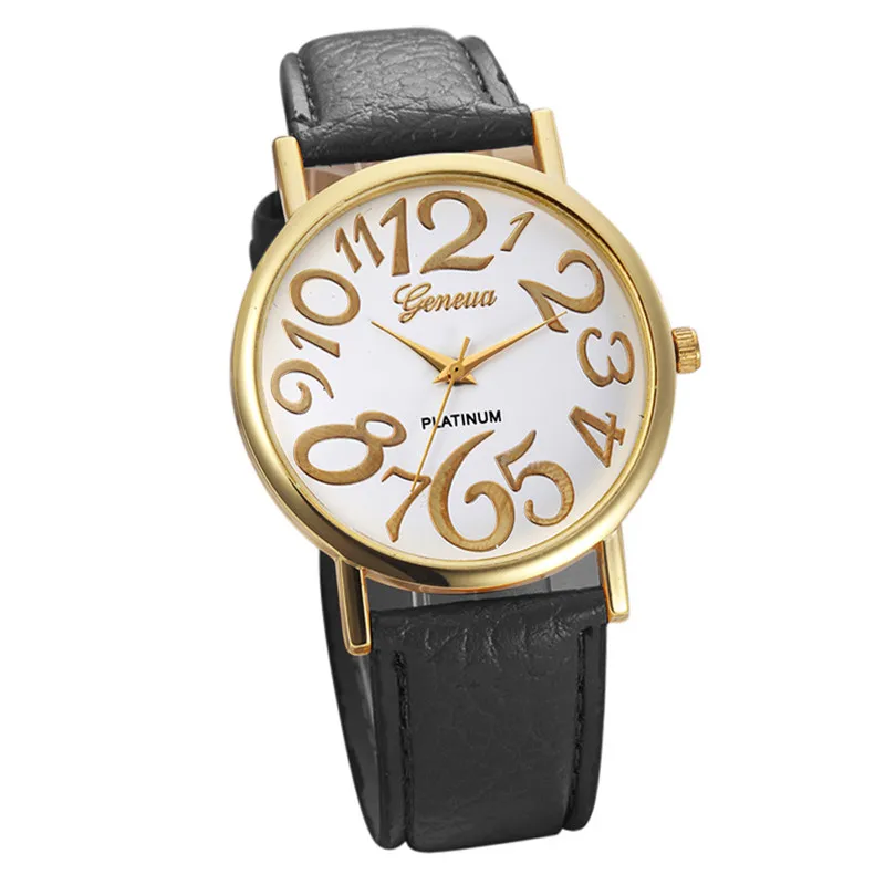 Новинка 2018 модные простые женские кварцевые часы с кожаным браслетом и цифрой