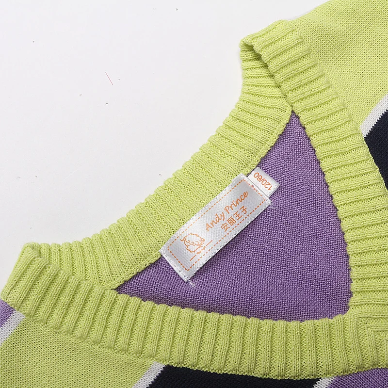 Новый весенне осенний свитер из 100% хлопка с треугольным вырезом детский тканый