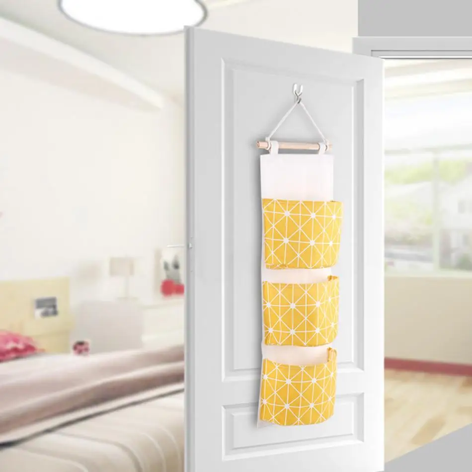 3 кармана хлопок белье настенные сумки для хранения карман на дверь спальня