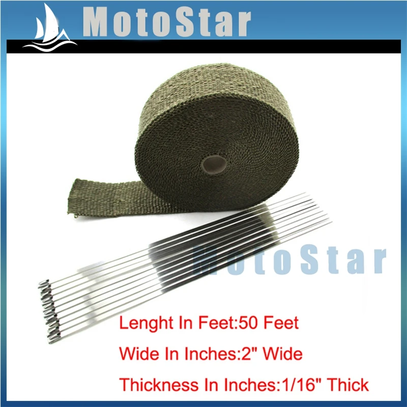 Titanium 2 &quotx 50 футов Лава Рок выхлопной обмотки заголовок трубы теплоизоляции