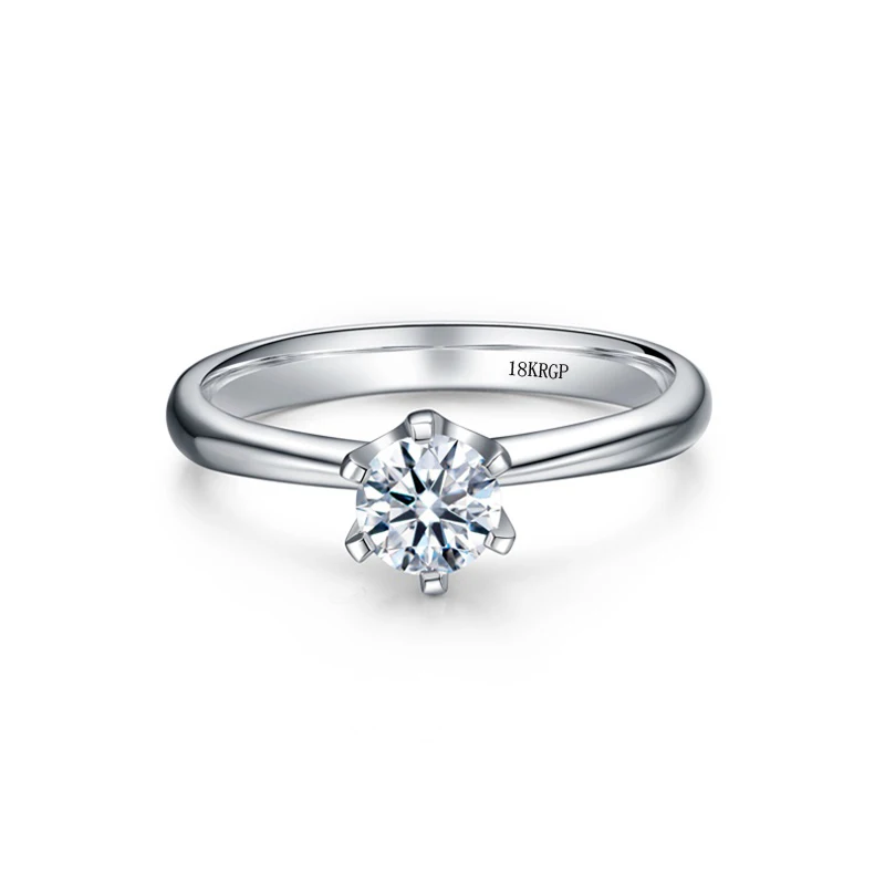 YHAMNI кольцо из белого золота с Золотое кольцо 18krgp штамп 6 мм 1 карат SONA CZ Diamant Для женщин Обручение кольцо JR018