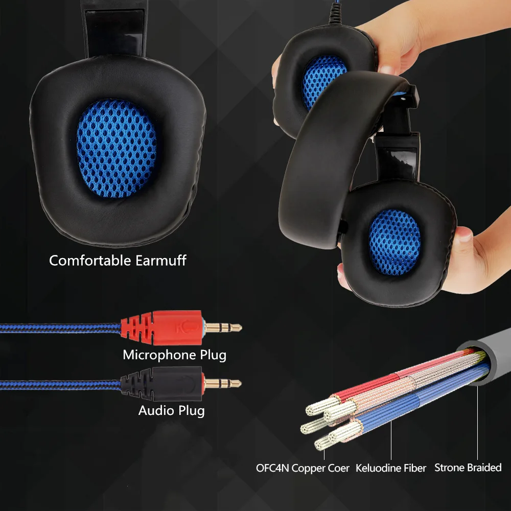 Plextone Новый Gaming Headset P90 Super Bass игры наушников светодиодный свет с микрофоном для