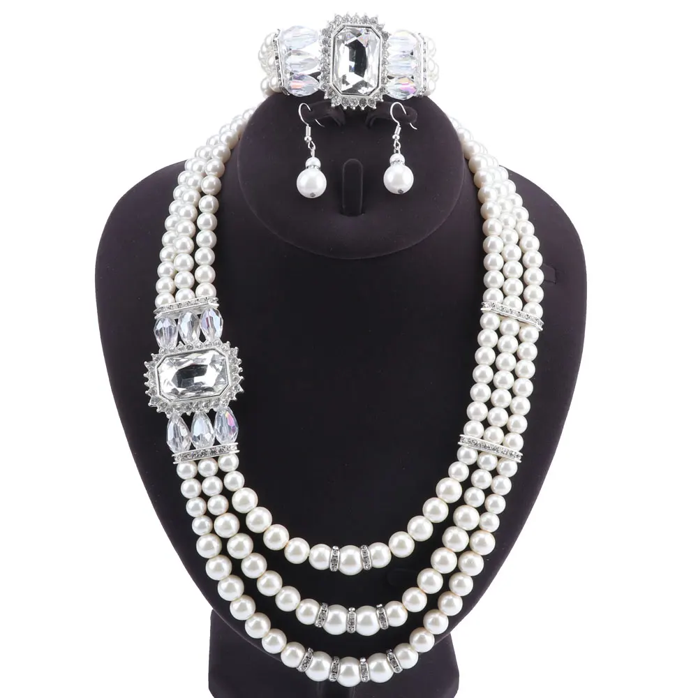 Бренд Реплика индийские жемчужные ювелирные изделия Schmuck набор Дубай подарок свадебный набор ожерелье браслет серьги без минимального заказа