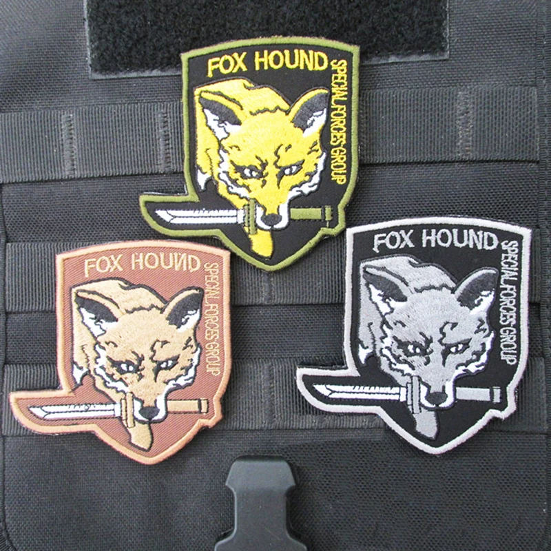 Embroidered Patches Metal Gear Solid MGS FOX Patch Hook& Loop Embroidery Stickers Military Chapter Badges For Clothes PATCH