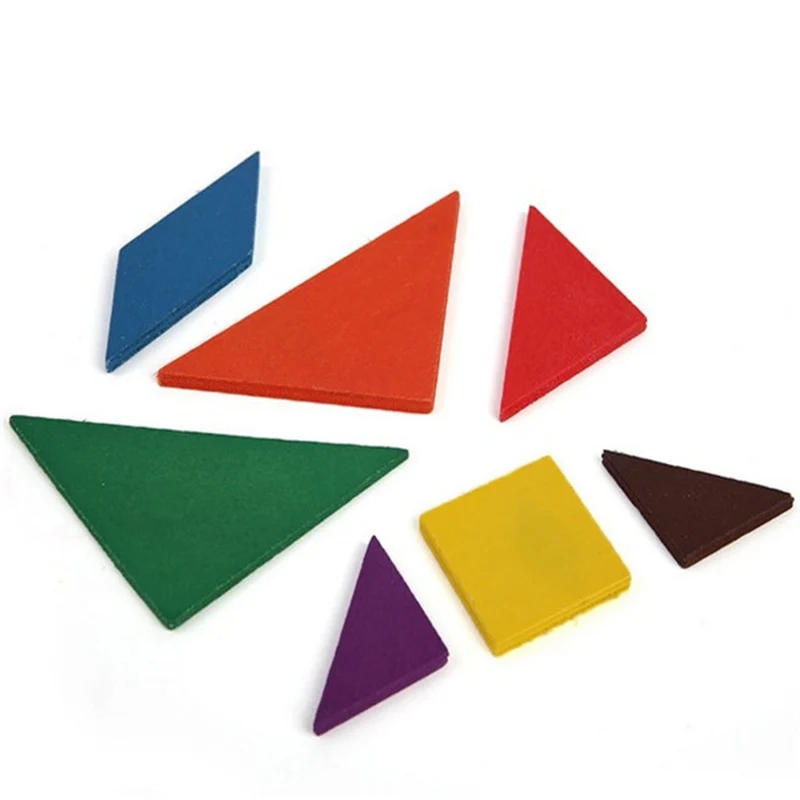 Новая деревянная головоломка Tangram из 7 штук цветная квадратная IQ умное развитие