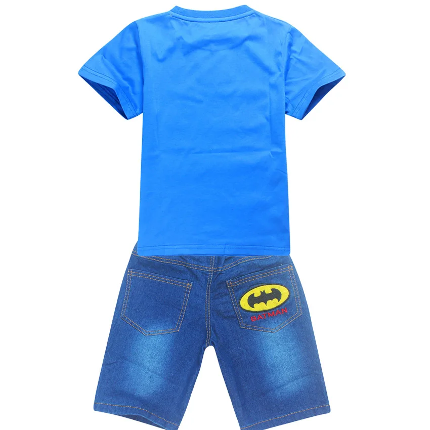 Бэтмен мультфильм футболка комплекты для детей летняя одежда мальчиков 2017 мода