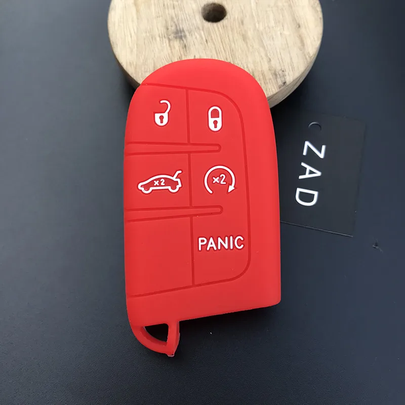 ZAD силиконовый чехол для ключей автомобиля, брелок для Jeep Renegade Compass Grand Cherokee для Chrysler 300C Wrangler Dodge, автомобильные аксессуары - Название цвета: Красный