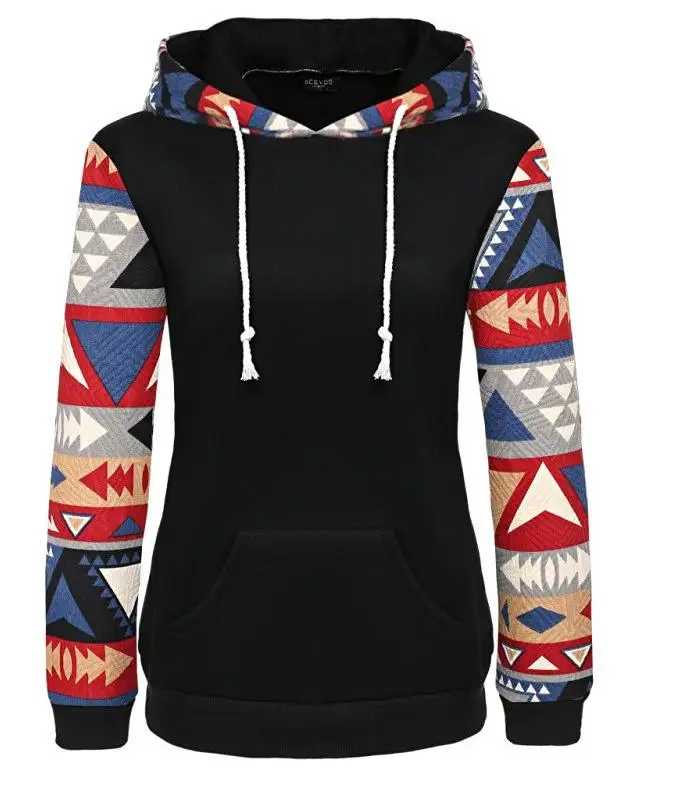 

Autumn Winter Women Casual Thick Warm Floral Printed Hoodies Sweatshirts Long Sleeve Hooded Long Coat Jackets Female