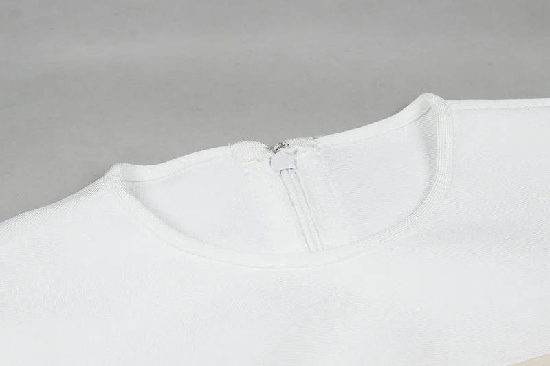 Женское Бандажное платье с длинным рукавом Белое Облегающее Сетчатое макси