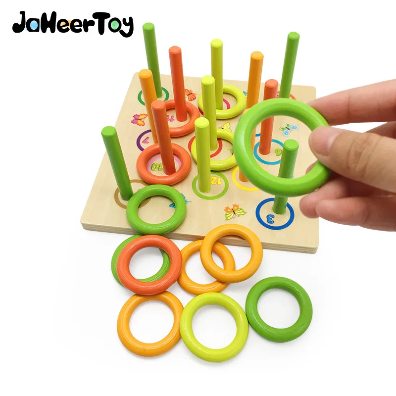 

JaheerToy Baby Wooden Toys for Children Wood Blocks Hitch Color Cognition Exercise Baby's Hand Eye Coordination Montessori Toy