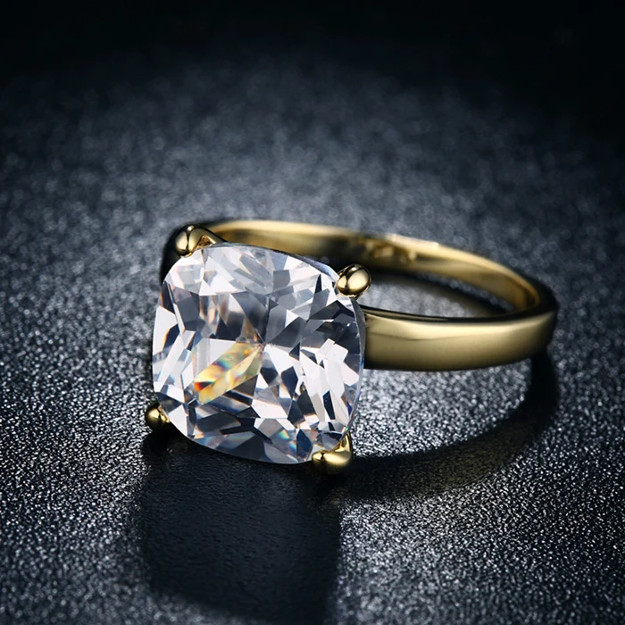Бренд yinhed ювелирные изделия Большой 10 мм 4ct квадратный кубический циркон Свадебные Кольца для женщин 18KGP Позолоченные ювелирные изделия CZ кольцо ZR136