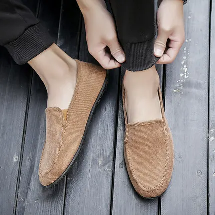 Хаки Г. Весенне-осенняя мужская парусиновая обувь светская Мода guy beanbeanshoes Мужская обувь для отдыха Пекинская Тканевая обувь - Цвет: Хаки