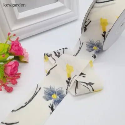 Kewgarden 1," 38 мм печатные цветочные шифоновые ленты вручную изготовленная лента DIY бант атласная Упаковочная Лента Riband 25 ярдов/рулон