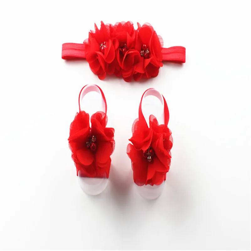 Милая повязка на голову для маленьких девочек + цветок ног Комплект из 2 предметов