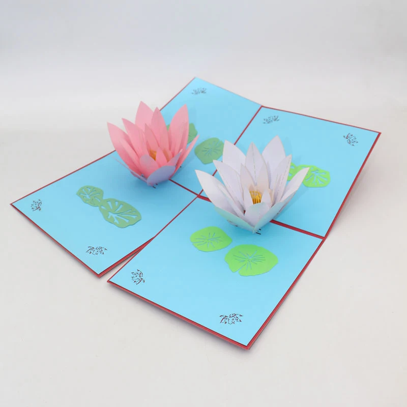 3D лазерная резка ручная работа растение белая розовая вода цветок лотоса