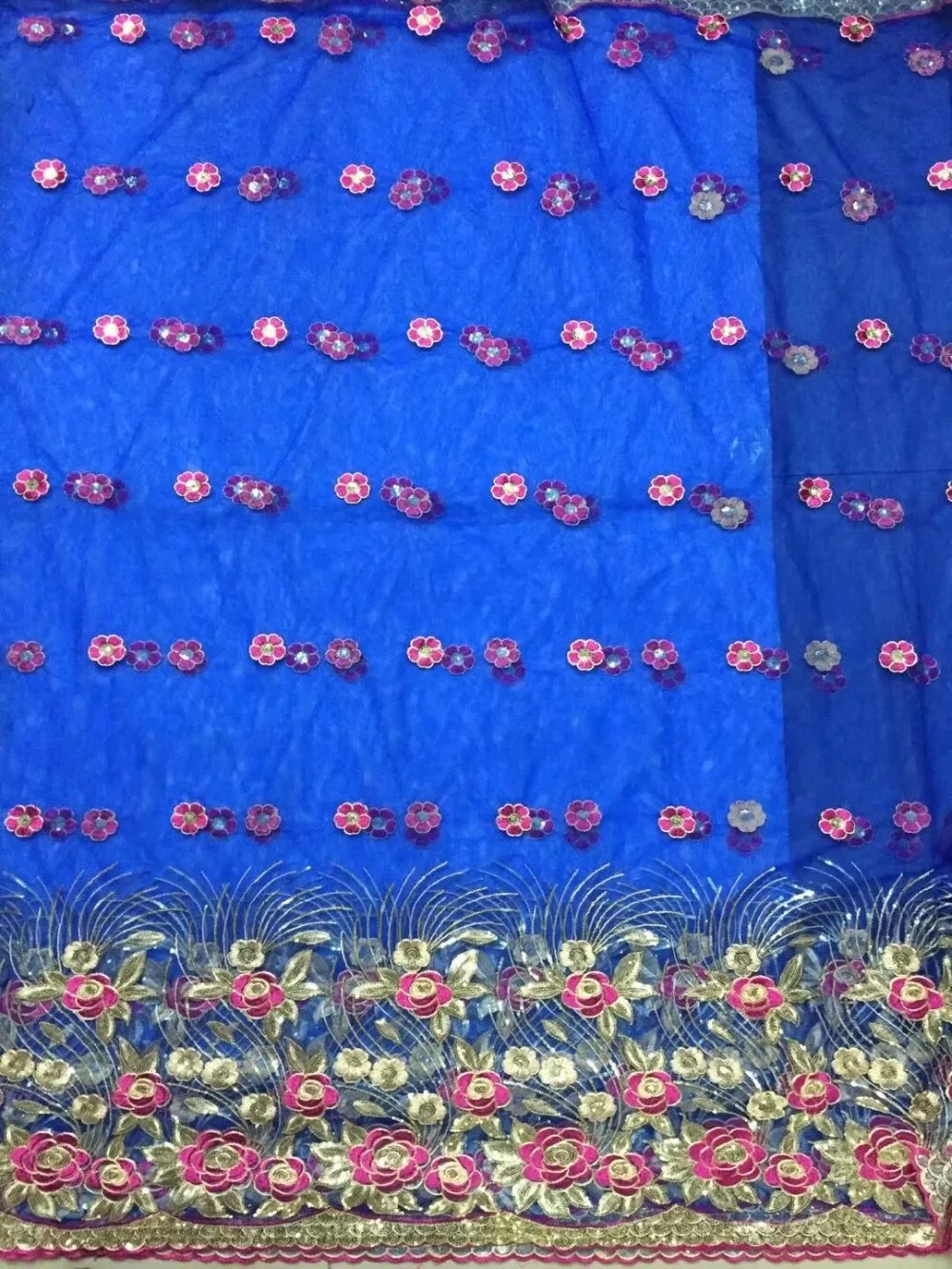 5 ярдов/шт Новая мода королевский синий французский чистая кружева с золотыми