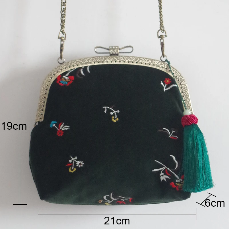 LilyHood Женская бархатная маленькая сумка на плечо с цветочной вышивкой винтажная Ретро шикарная китайская бахрома Милая Черная сумка через плечо на цепочке